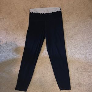 Navy Scalloped Leggings